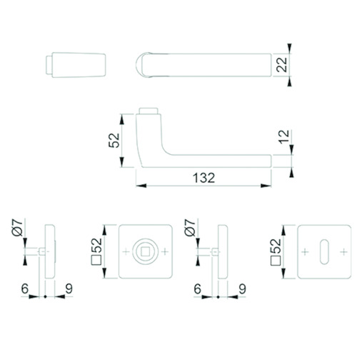 GARN. DE PORTE 1643 DALLAS WC ép. 37-42mm - noir mat - rosaces rectangulaires Photo du produit BIGSKZ L