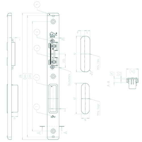 SCHOOTPLAAT USB 25-08-24ERH/31R-M-SKG 2 dagschootg hout 12mm -as13mm -falz24mm - DinR - zilver - SKG2 Productafbeelding BIGPIC L