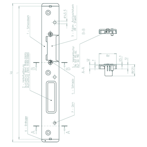 SCHOOTPLAAT USB 25-945ERH dagschootgeleiding Profine 76AD - zilver - DinL - SKG2 Productafbeelding BIGPIC L