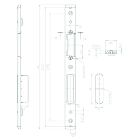 SCHOOTPLAAT USB 25-337EH Alu Groef 16mm - U22x6mm - inox - DinL  Productafbeelding