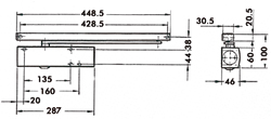 GLIJARM vr DEURDRANGER TS5000L - TS3000 zilver - BG - hoogteverstelling +2mm Productafbeelding BIGSKZ L