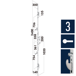 VERLENGSTUK SLUITLIJST BOVEN dubbele deur U24x8mm - 306mm - L/R - zilver gebors Productafbeelding BIGSKZ L