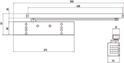 DEURDRANGER TS93 Basic contur EN2-5 - zonder sluitvertraging - zilver - incl.arm Productafbeelding BIGSKZ L