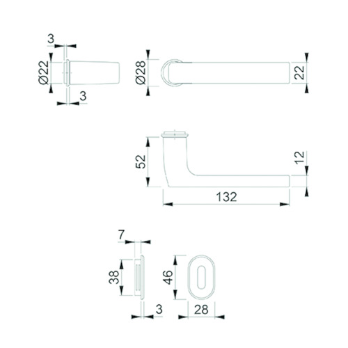 DEURKRUKGN DALLAS 1643 minirozet rond snelstift BB minirozet ovaal - dd35-55mm - wit mat Productafbeelding BIGSKZ L