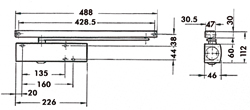 MONTAGEPLAAT vr GLIJARM GEZE R9005 zwartmat - BG - Ecline-T-stop-EFS Productafbeelding BIGSKZ L