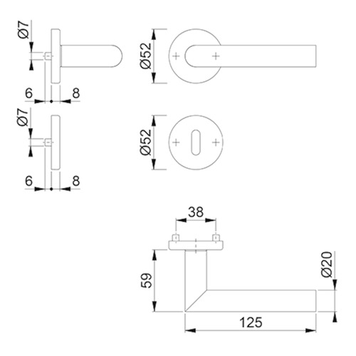 DEURKRUKGN 1400Z/42KV L-gelast AMSTERDAM excl sleutelplaat - snelstift - dd37-42mm - inox Productafbeelding BIGSKZ L